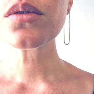 Handmade Geometric stud earrings, Long Oval